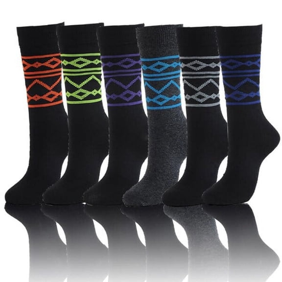 Totem Mens Designer Dress Socks (Size 10-13) 6 Assorted Pairs