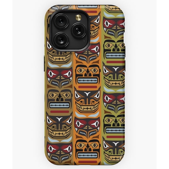 Totem Pole Tiki Heads Polynesian Carving Art A13313&nbsp;Phone Case for iPhone 11 to 17 Pro Max
