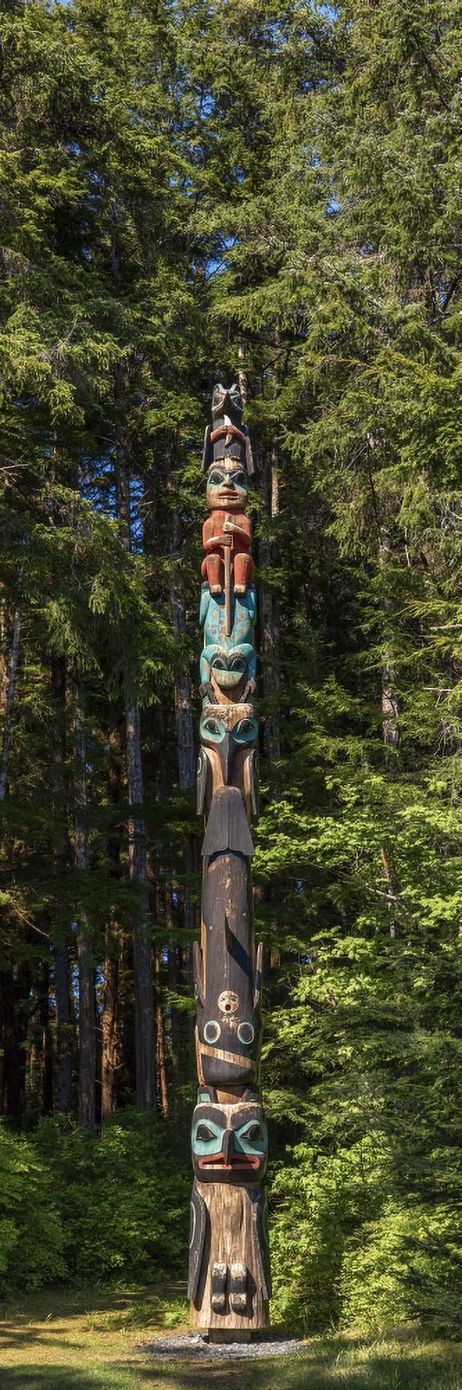 Totem Pole in forest Sitka Southeast Alaska Alaska USA Canvas Art - Panoramic Images (27 x 9)