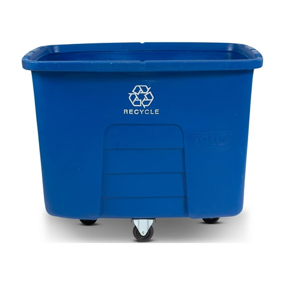 Toter 16 Cubic Feet 500 lbs. Capacity Heavy Duty Manual Cube Truck - Blue Recycle Symbol