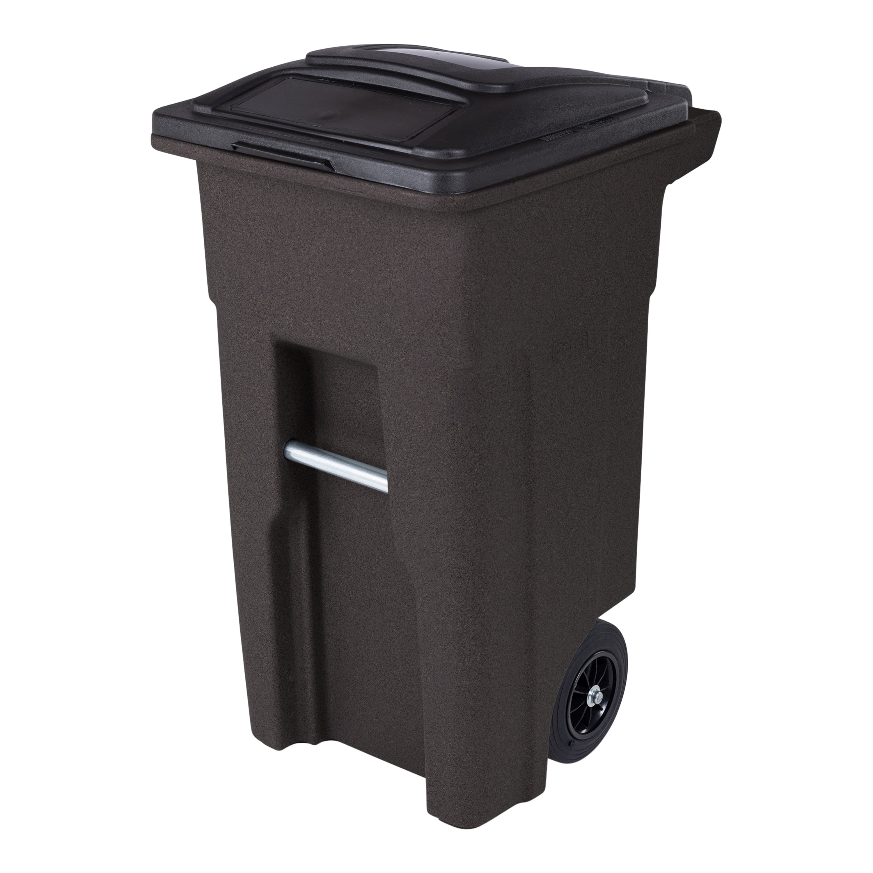 Lavex 32 Gallon Brown Round Commercial Trash Can with Lid and Dolly