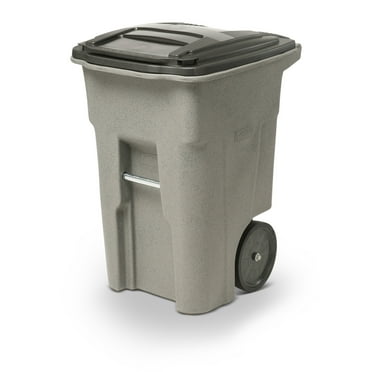 Toter 64 Gallon Outdoor Trash Can with Attached Lid, Rugged Wheels, and ...