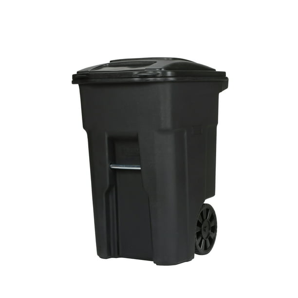 Toter Large 48-Gallon Outdoor Trash Can, Black with Rugged Wheels