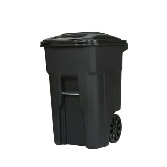 Toter 48-gallon black garbage can with wheels and lid