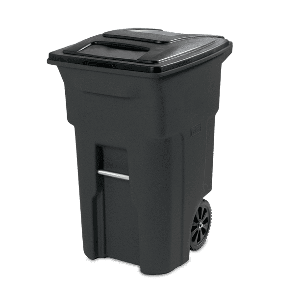 Toter 64 Gallon Outdoor Trash Can with Attached Lid, Rugged Wheels