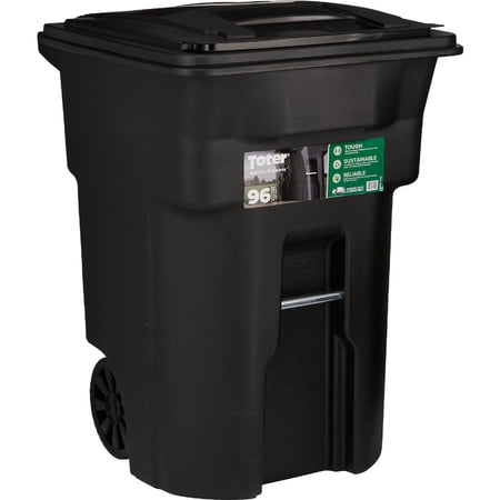Toter 96 gal Black Polyethylene Wheeled Garbage Can Lid Included