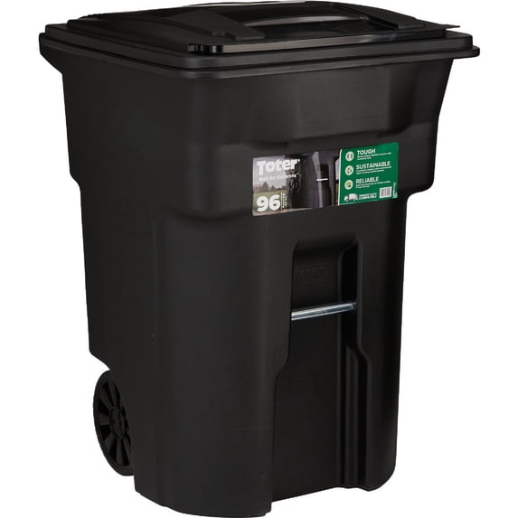 Toter 96 gal Black Polyethylene Wheeled Garbage Can Lid Included