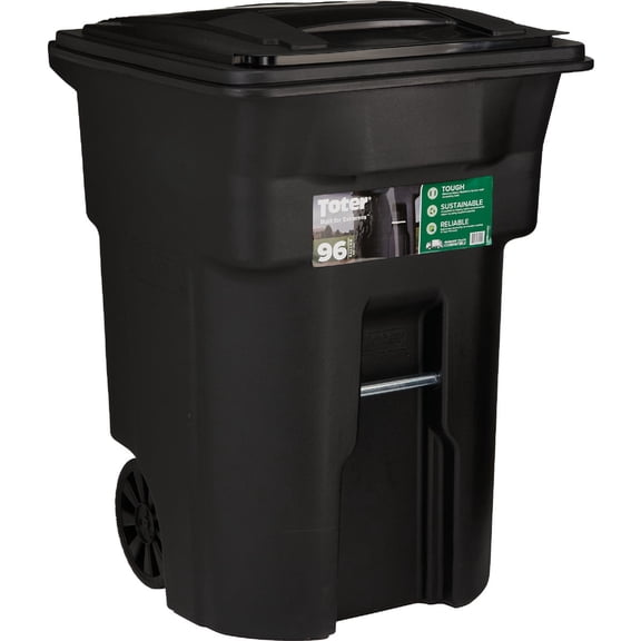 Toter 96 gal Black Polyethylene Wheeled Garbage Can Lid Included
