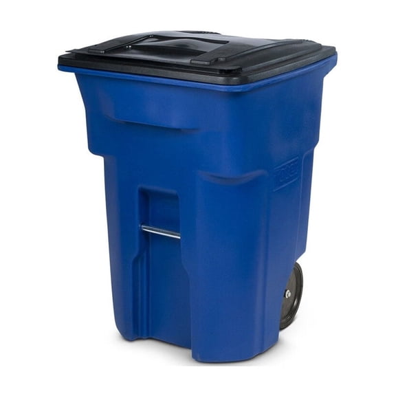 Toter Trash Can Blue With Quiet Wheels And Lid, 96 Gallon