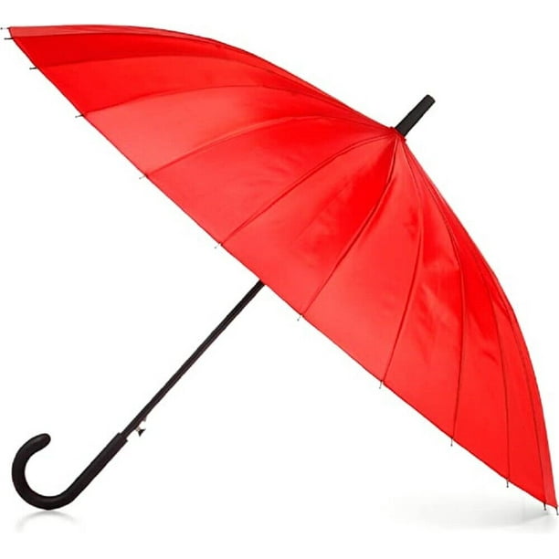 Totes Auto-Open 24 Rib Stick Umbrella - 9514 (Red) - Walmart