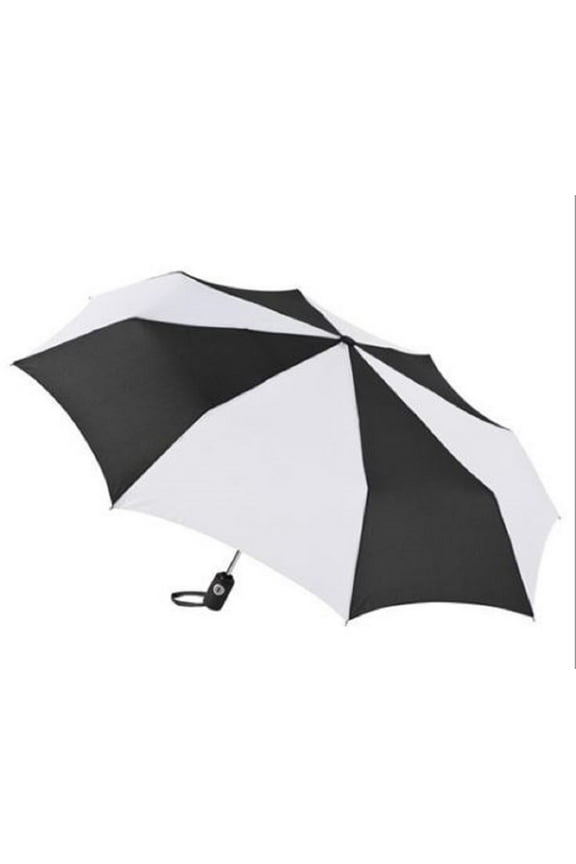 Auto Open Auto Close Umbrella, 43" Arc. Fits in Travel Bag, Color: Black/White