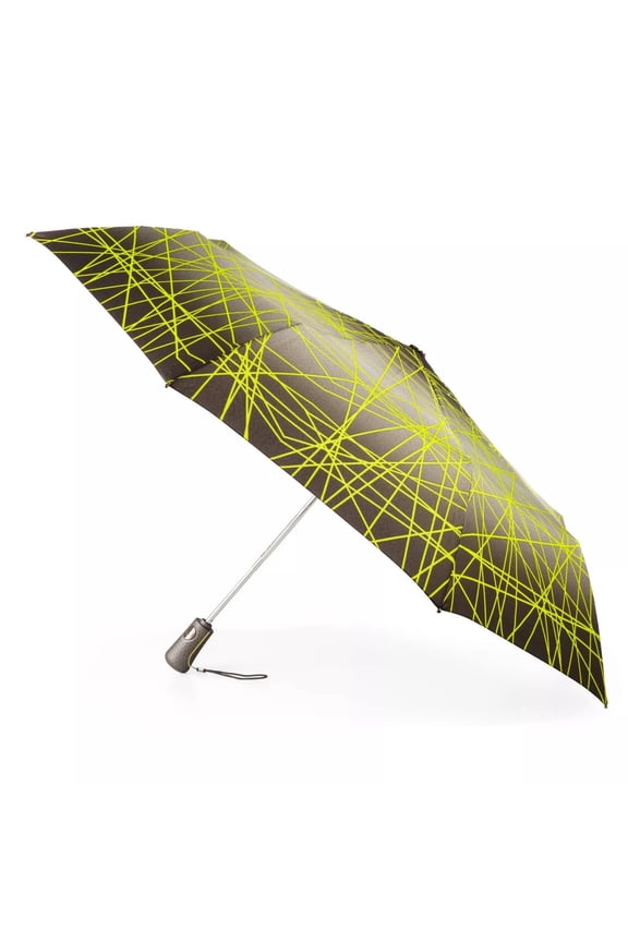 Auto Open Close Titan Super Strong Large Folding Umbrella 47" arc Black With Green Laser Lines