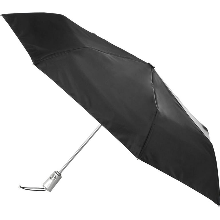 Totes Automatic Open Close Water-Resistant Travel Folding Umbrella Black 