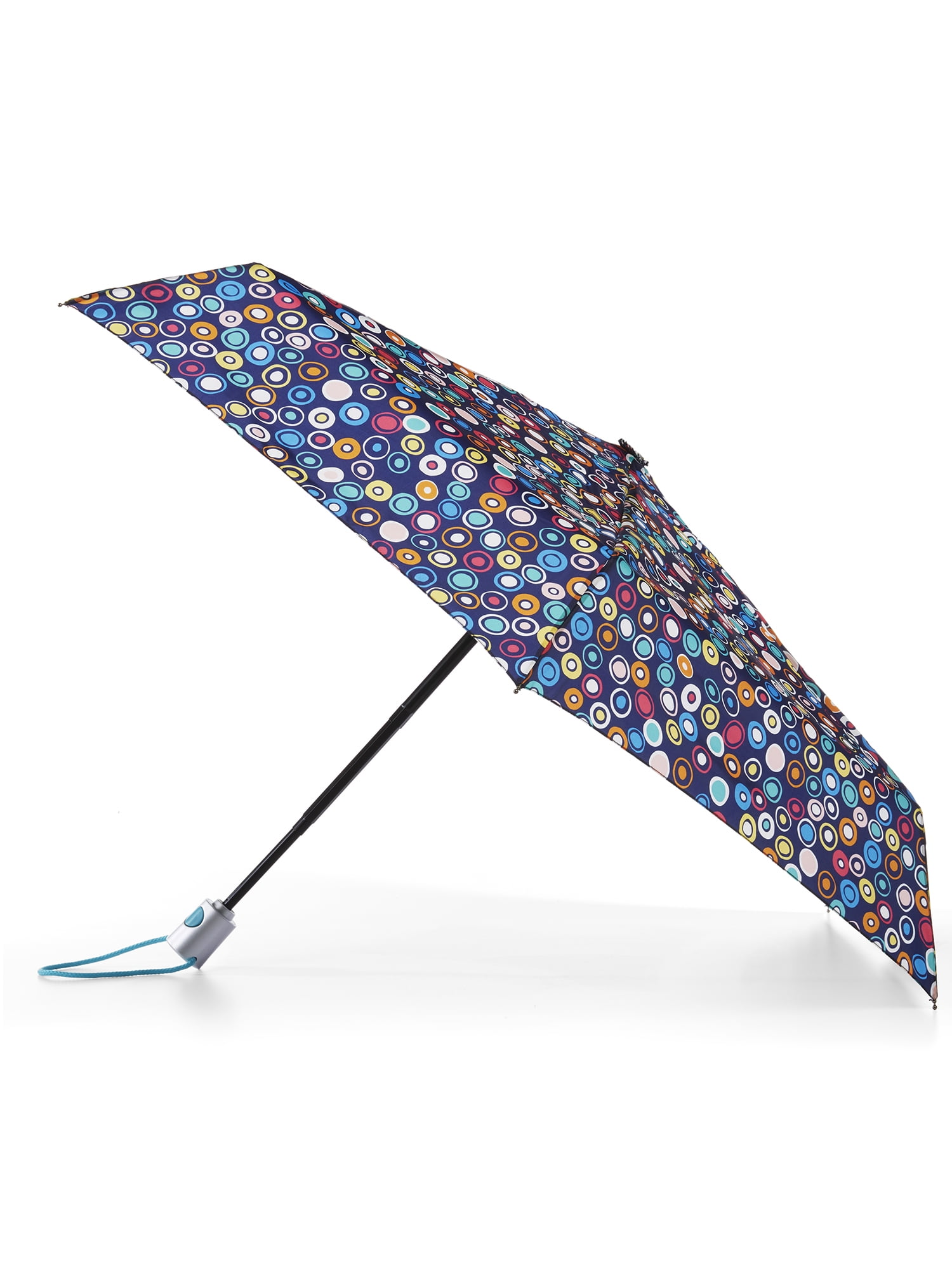 TOTES Recycled Canopy One-Touch Auto Open Ultra Compact Mini Travel Umbrella with Carrying Case