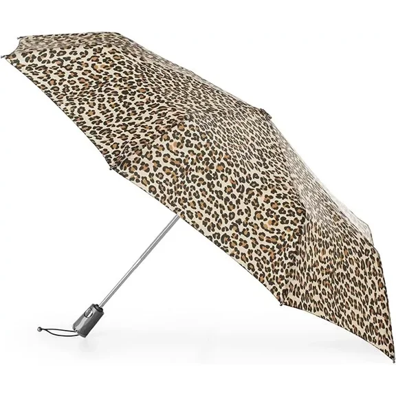 Totes Large SunGuard® Umbrella with Auto Open/Close Technology-8417- Leopard Spot, K37