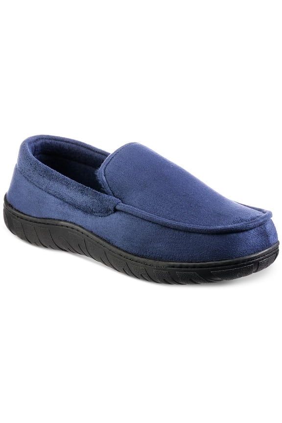 Mens Faux Suede Faux Fur Lined Loafer Slippers