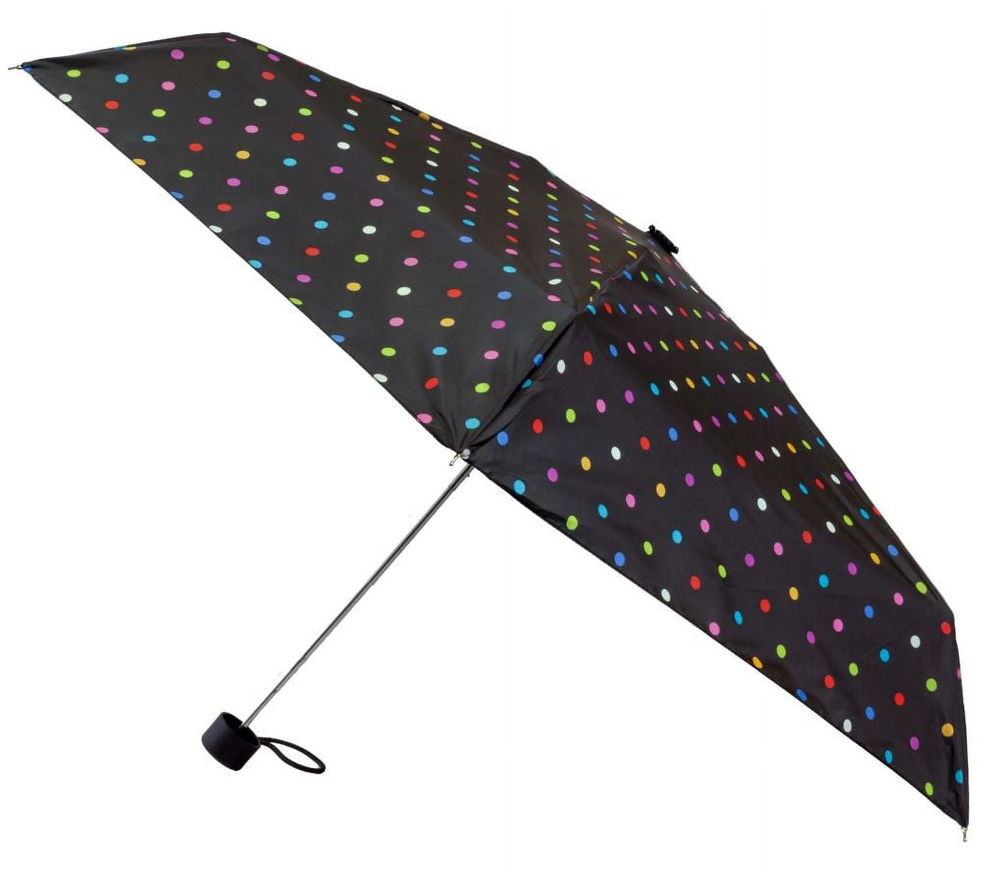 Totes Small Manual Umbrella, NeverWet, Travel Size, Dots on Black, 38