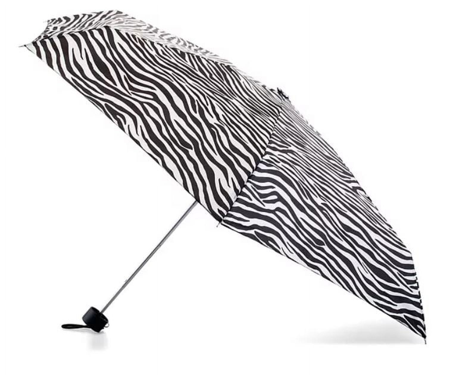 Totes Micro Mini Manual Compact Umbrella, NeverWet technology, Zebra