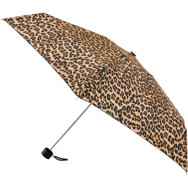 Totes Micro Mini Manual Umbrella, NeverWet technology, Leopard 38" arc