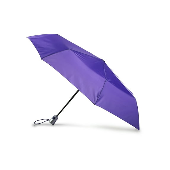 Totes One-Touch Auto Open Close Rain Umbrella with Sunguard Purple