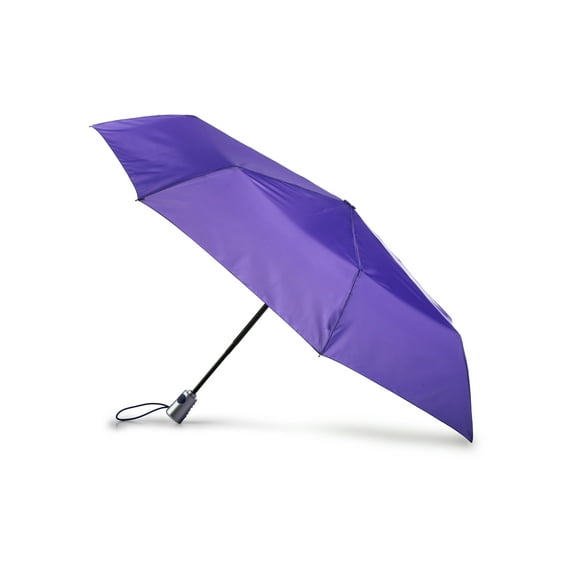 Totes One-Touch Auto Open Close Rain Umbrella with Sunguard Purple