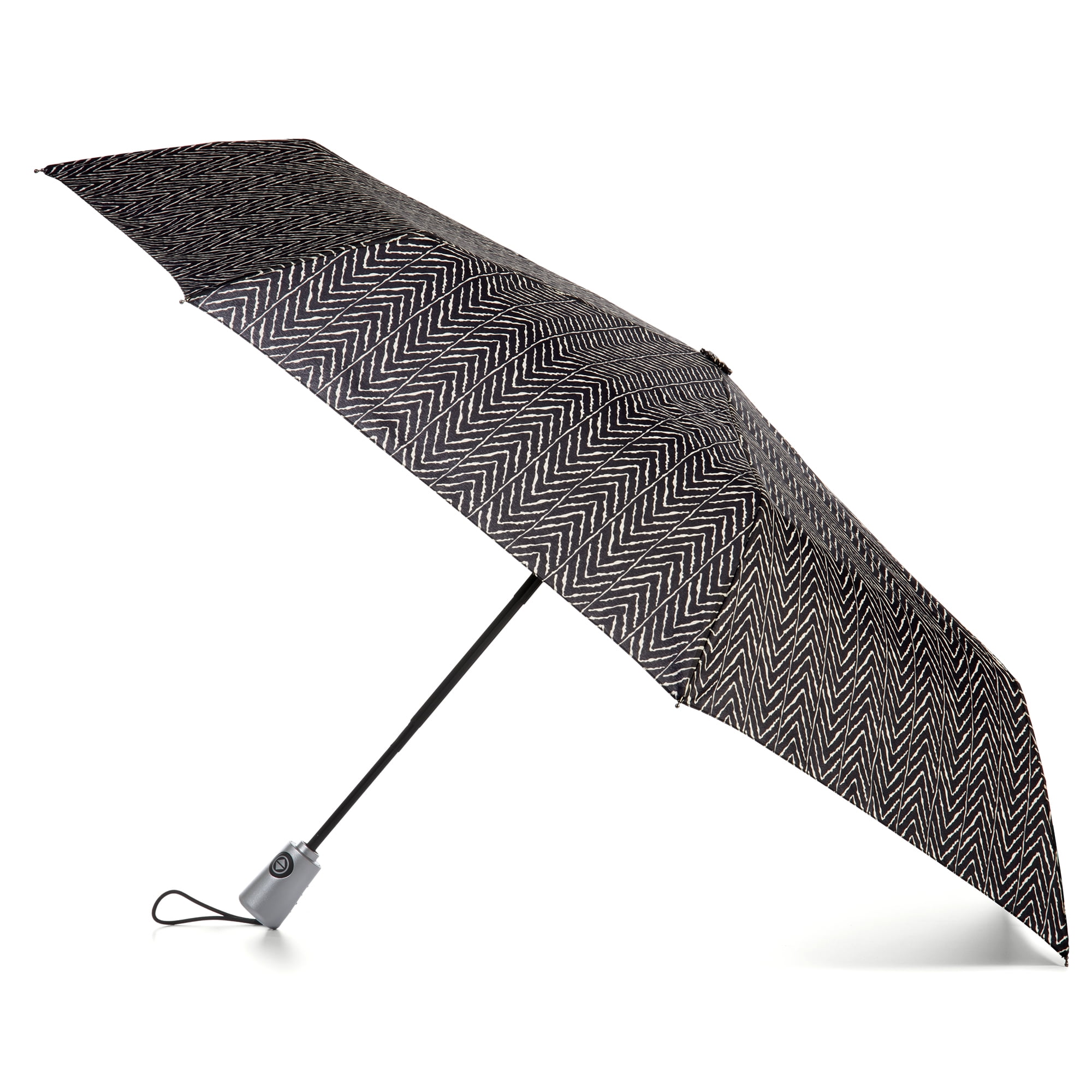 Totes Auto Open Close Umbrella with Sunguard Chevron