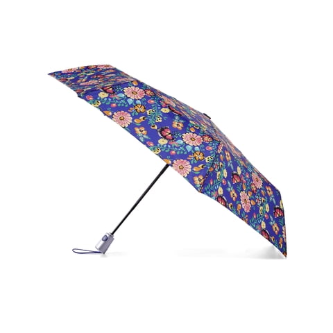 One-touch Auto Open Close Umbrella with Sunguard, Blue Floral