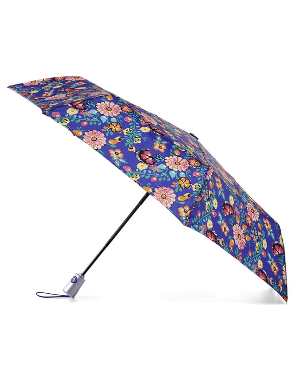One-touch Auto Open Close Umbrella with Sunguard, Blue Floral