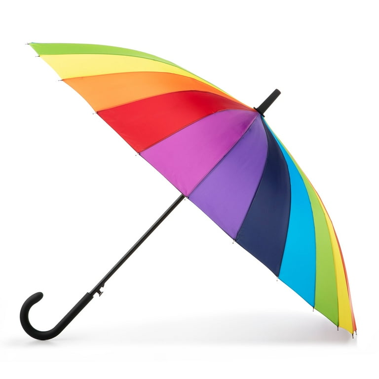 Totes Big Rainbow Auto-Open Lightweight 24 Rib Stick Umbrella A44