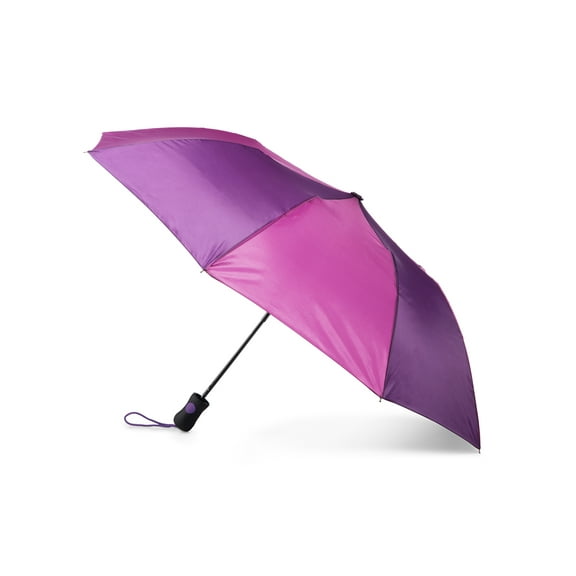 Totes Recycled Canopy Auto Open Rain Umbrella Purple Multi