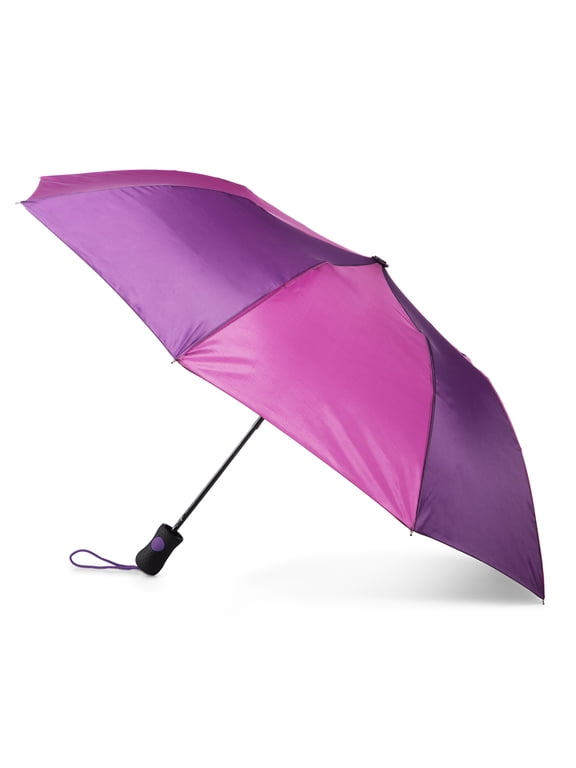 Recycled Canopy Auto Open Rain Umbrella Purple Multi