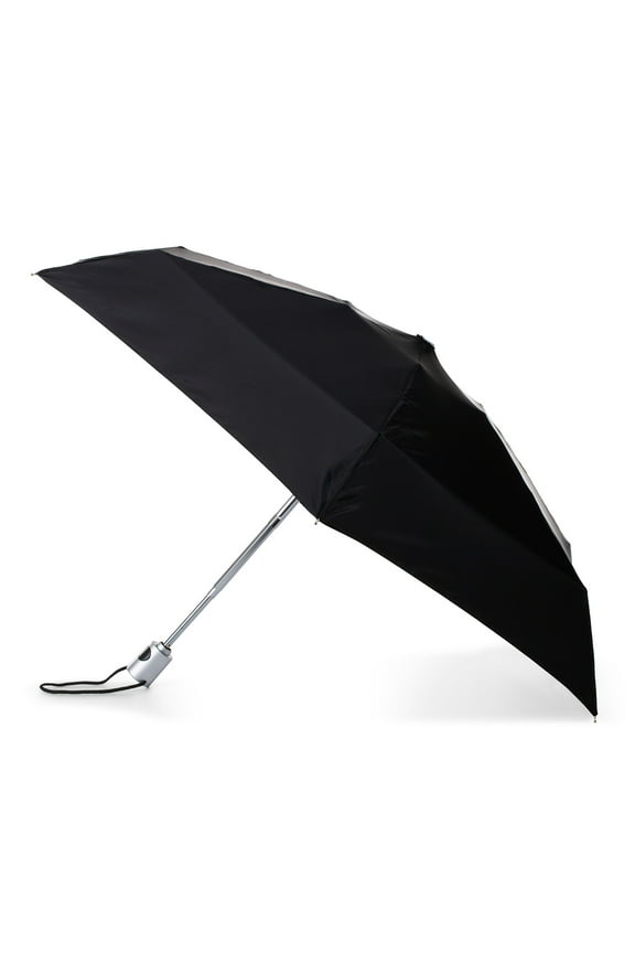 Recycled Canopy One-Touch Auto Open Ultra Compact Mini Travel Rain Umbrella with Carrying Case Black