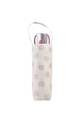 Recycled Canopy One-Touch Auto Open Ultra Compact Mini Travel Rain Umbrella with Carrying Case Multicolor Rainbows