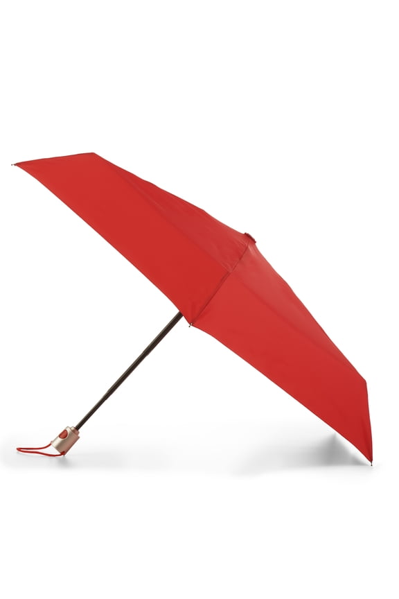 Recycled Canopy One-Touch Auto Open Ultra Compact Mini Travel Rain Umbrella with Carrying Case Red