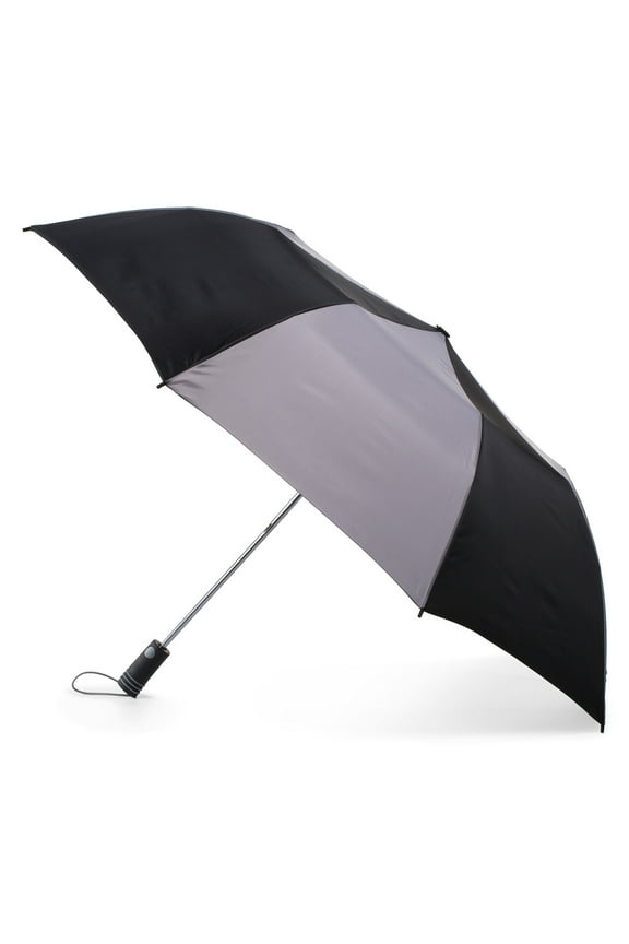 Recycled Canopy Vented One-Touch Auto Open Golf Rain Umbrella with Sunguard, Black Gray