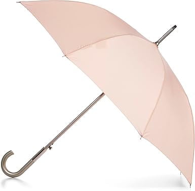 totes Large Eco Auto-Open Stick Umbrella with a Classic J Hook Curved Handle, Evening Sand, 46"