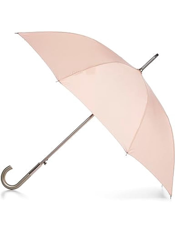 Large Eco Auto-Open Stick Umbrella with a Classic J Hook Curved Handle, Evening Sand, 46"