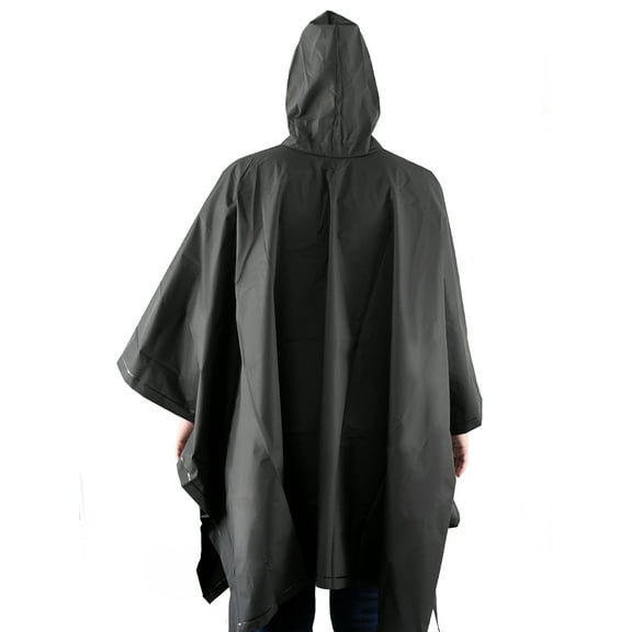 Totes Unisex Rain Poncho, Lightweight, Reusable, And Packable, Black