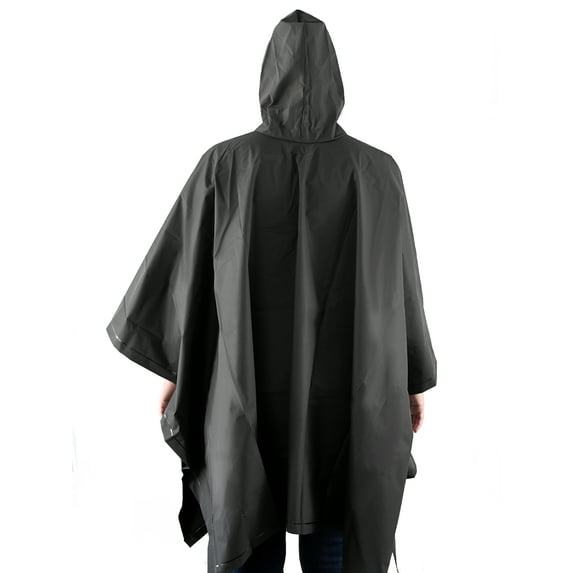 Totes Unisex Rain Poncho, Lightweight, Reusable, And Packable, Black