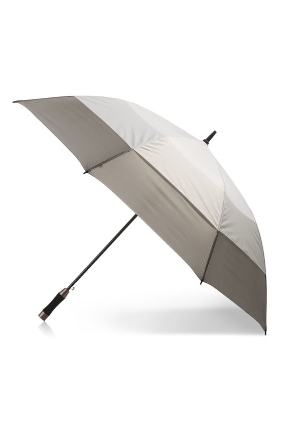 Vented Auto Open Stormbeater Golf Stick Umbrella With SunGuard® White And Gray