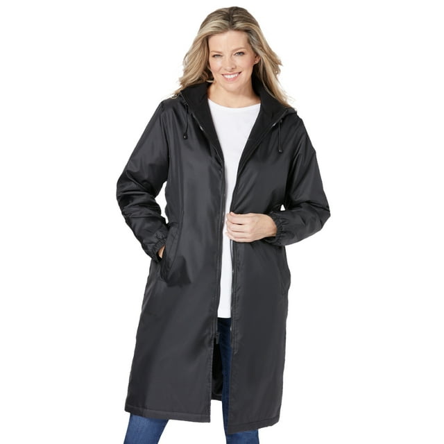 Totes Women's Plus Size MidLength Raincoat