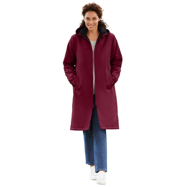Totes Women's Plus Size MidLength Raincoat