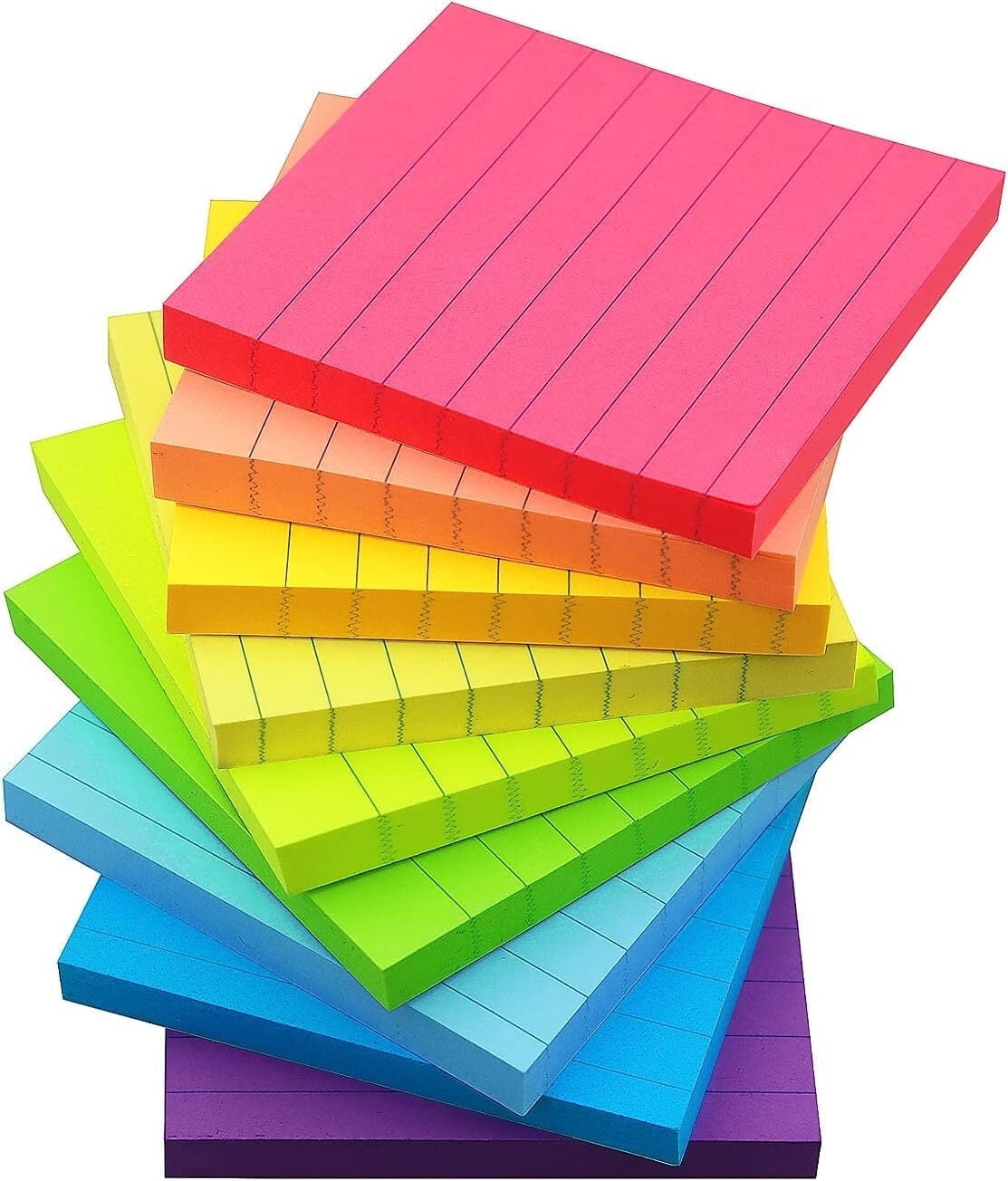 Lined Full Colored Sticky Notes 3x3 inch Pack of 8, Highly Adhesive ...
