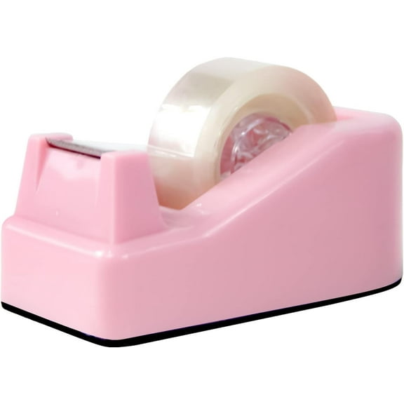 Totf New Pink Desktop Tape Dispenser Adhesive Roll Holder with Weighted Nonskid Base
