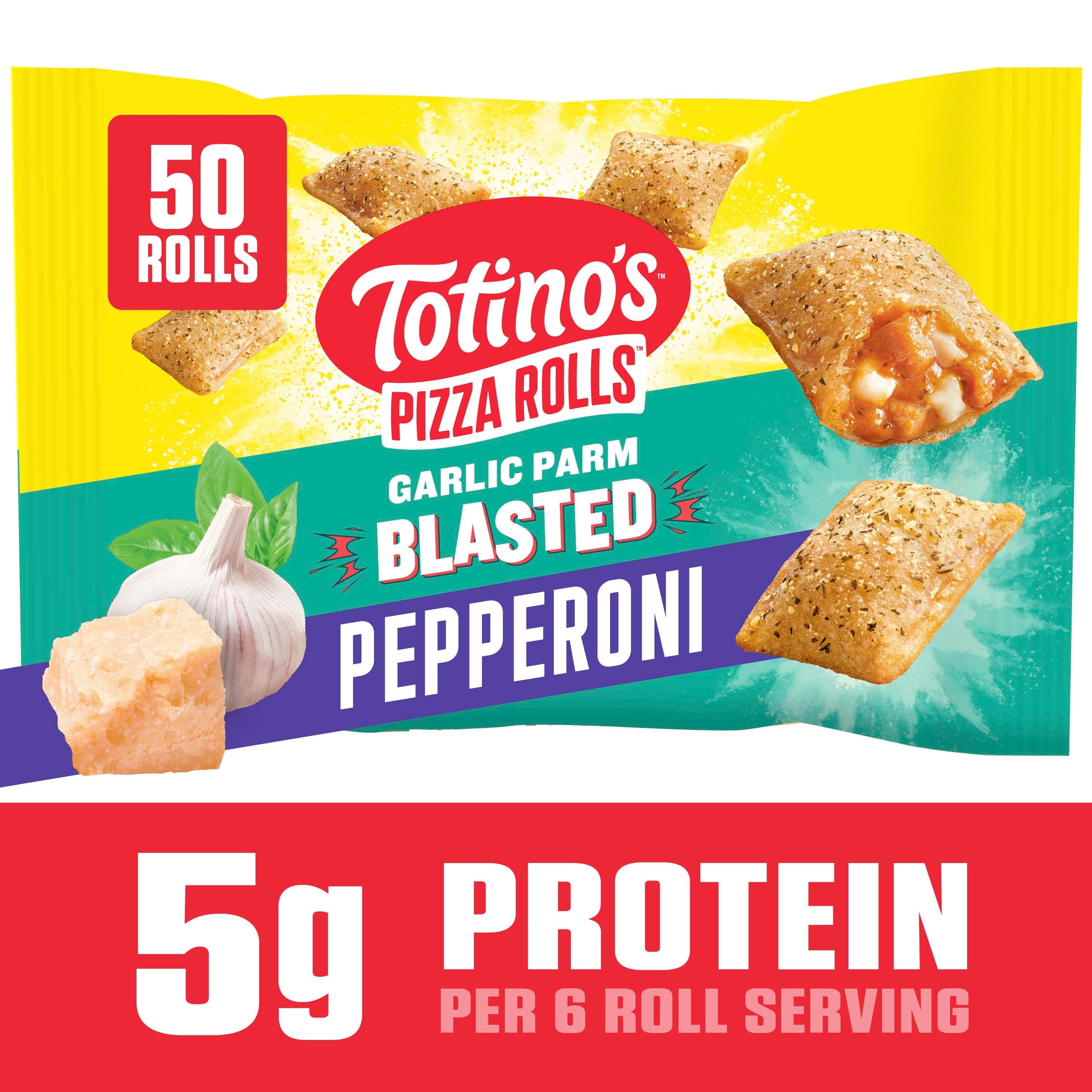 Totino's Pizza Rolls, Garlic Parm Blasted Pepperoni, Frozen Appetizers, 50 Rolls, 25.2 oz