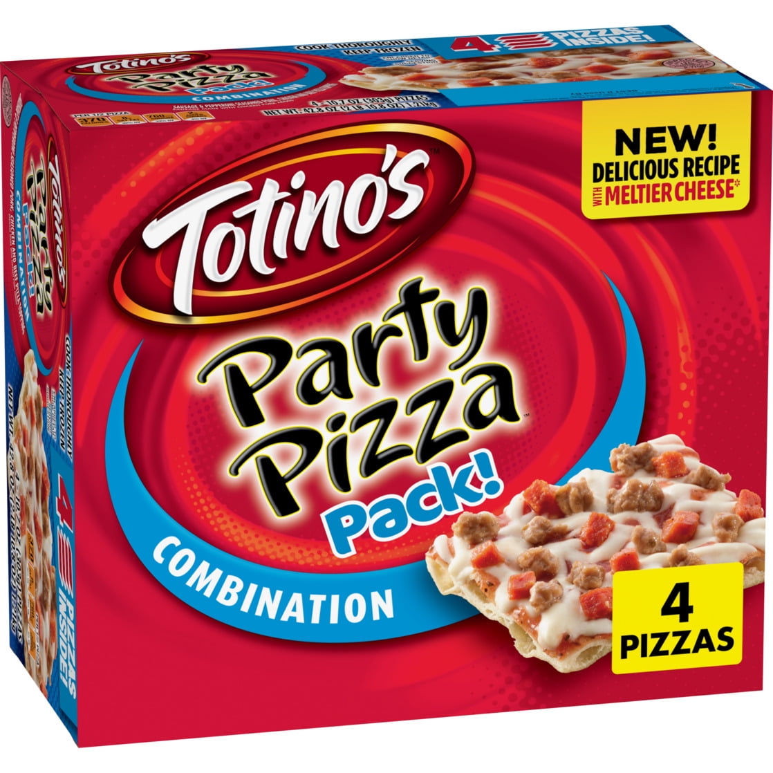 Totino's Party Pizza, Combination, Frozen Snacks, 4 Count, 42.8 oz