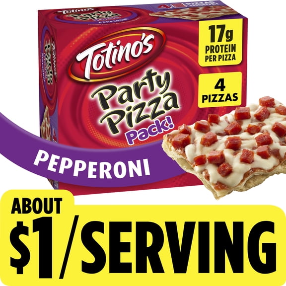 Totino's Party Pizza Pack, Pepperoni, Frozen Pizza, Frozen Snacks, 4 Ct, 40.8 oz