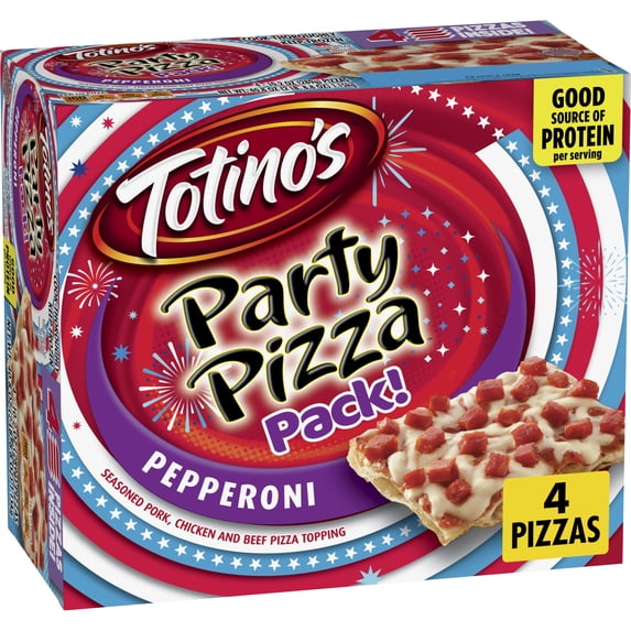 Totino's Party Pizza Pack, Pepperoni, Frozen Pizza, Frozen Snacks, 4 Ct, 40.8 oz