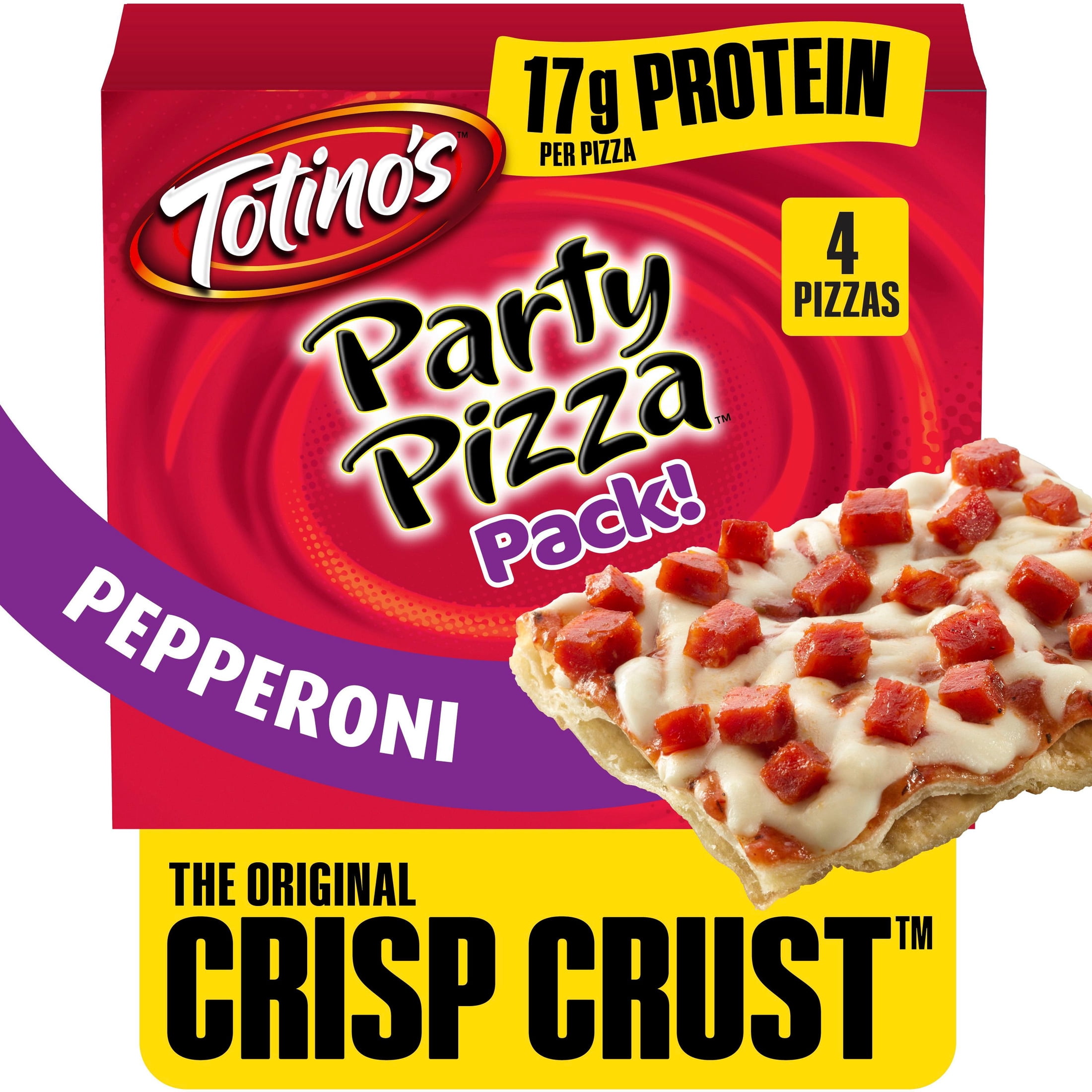 Totino's Party Pizza, Pepperoni, Thin Crust, 17g Protein, 40.8 oz, 4 Count (Frozen)