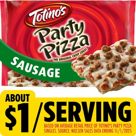 Totino's Party Pizza, Sausage, Frozen Pizza, Frozen Snacks, 10.8 oz